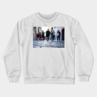 Background abstract street scene of people walking away taken in  Hosier Lane Crewneck Sweatshirt